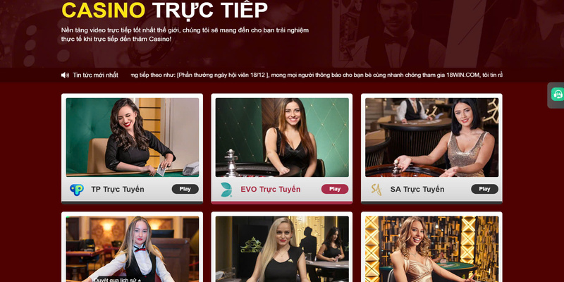 Thao tác đặt cược nhanh tại Casino 18Win