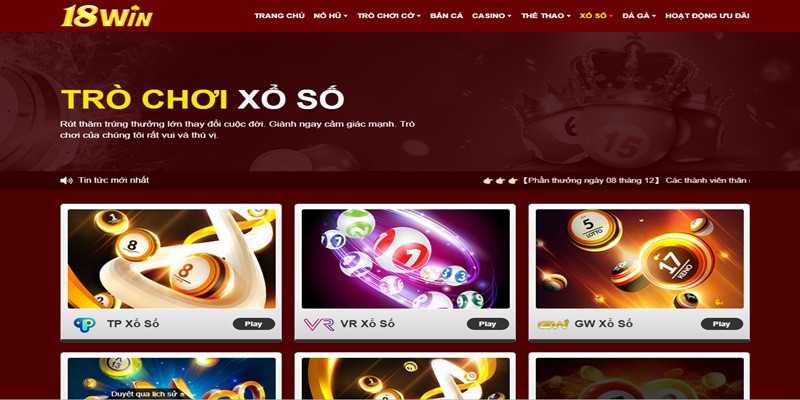 Tìm hiểu về chuyên mục game xổ số 18Win